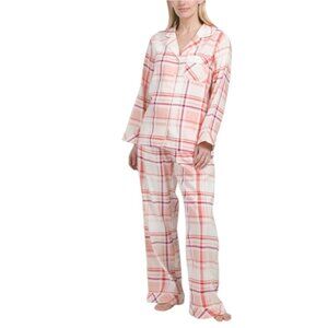 LATTE LOVE Cotton Flannel Plaid Pajama Set